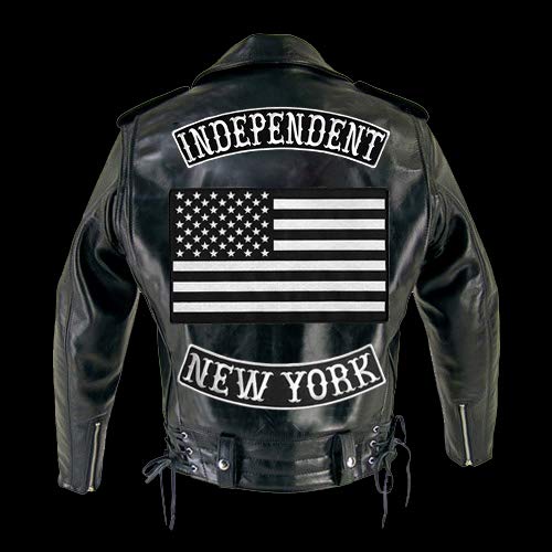 VEGASBEE New York Patch Embroidered Iron-On Patch Biker Jacket Vest Bottom Rocker 12"" Original USA (Black-White) - Image 5